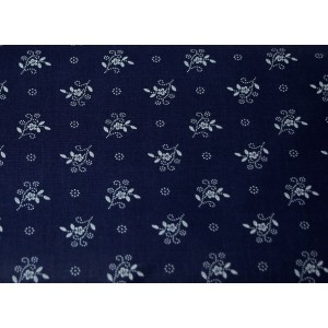 10cm Baumwolldruck Landhaus Streublumen (feste Qualität !)  weiss/dunkelblau (Grundpreis 15,00/m) 